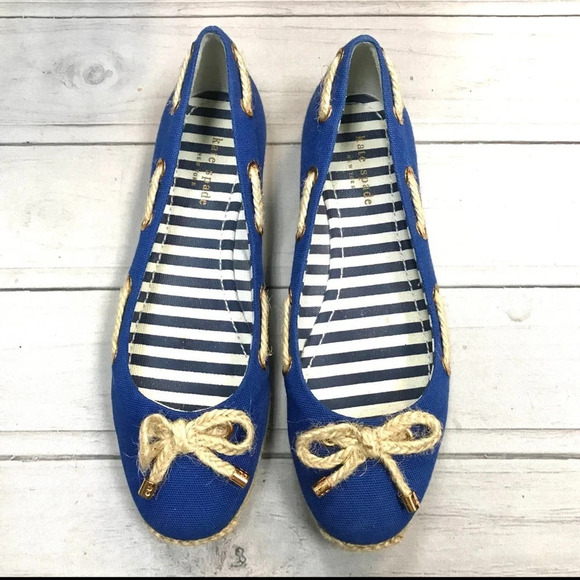 KATE SPADE Blue Canvas Espadrilles Flats Size 8, Excellent Condition - Picture 1 of 5